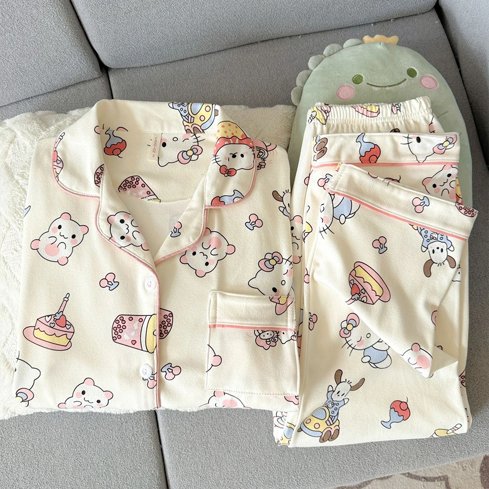 Милый женский пижамный комплект Hello Kitty с длинными рукавами, теплый, шерстяной, с принтом, в стиле Y2K, повседневная мягкая домашняя одежда, подарок
Милый женский пижамный комплект Hello Kitty с длинными рукавами, теплый, шерстяной, с принтом, в стиле Y2K, повседневная мягкая домашняя одежда, подарок