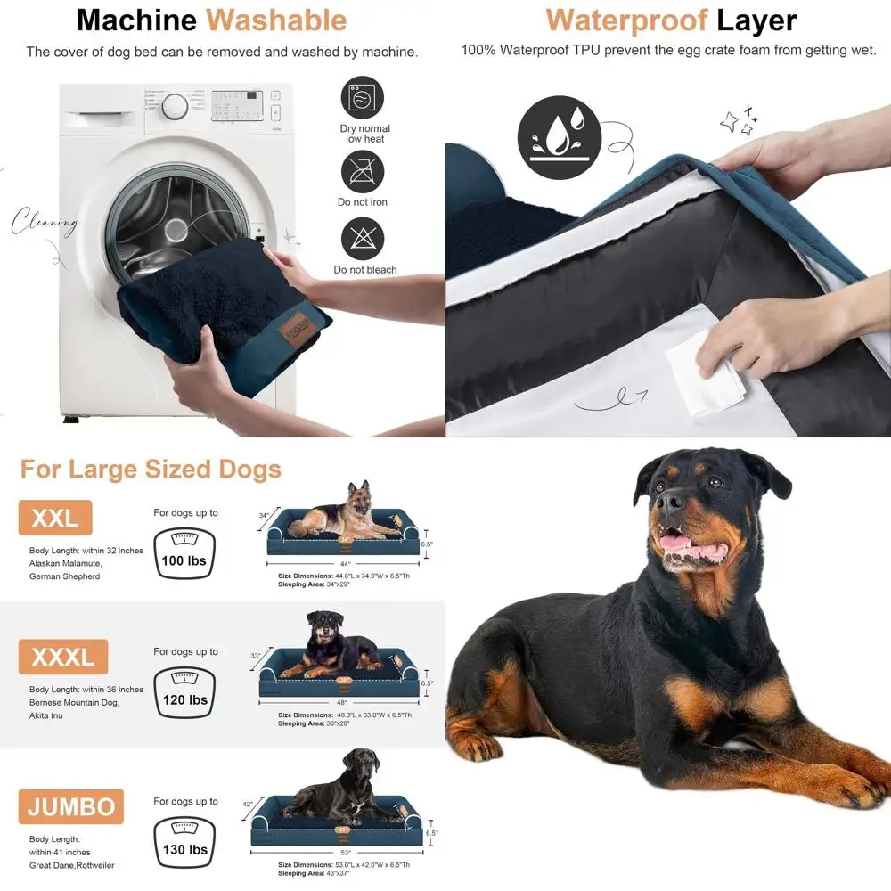 Orthopedic XL Dog Bed with Memory Foam, Removable Cover, Washable & Waterproof - Navy Blue
Orthopedic XL Dog Bed with Memory Foam, Removable Cover, Washable & Waterproof - Navy Blue