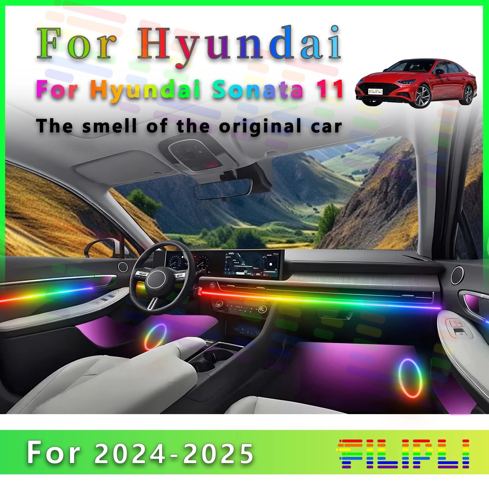 Для Hyundai Sonata 11, декоративная светодиодная лампа окружающего освещения, акриловая полоса с приложением для постепенных переходов освещения и всех красочных
Для Hyundai Sonata 11, декоративная светодиодная лампа окружающего освещения, акриловая полоса с приложением для постепенных переходов освещения и всех красочных