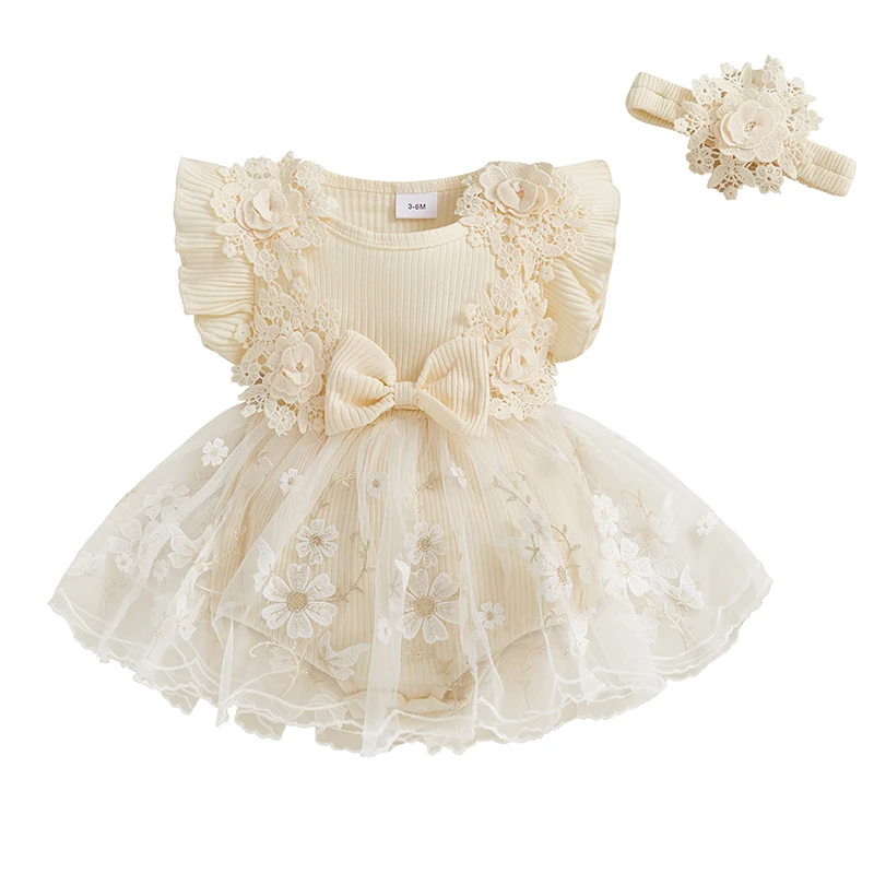 Baby Girl Summer Outfits Ruffle Sleeveless Round Neck Floral Embroidery Romper with Headband Set Newborn Clothes
Baby Girl Summer Outfits Ruffle Sleeveless Round Neck Floral Embroidery Romper with Headband Set Newborn Clothes