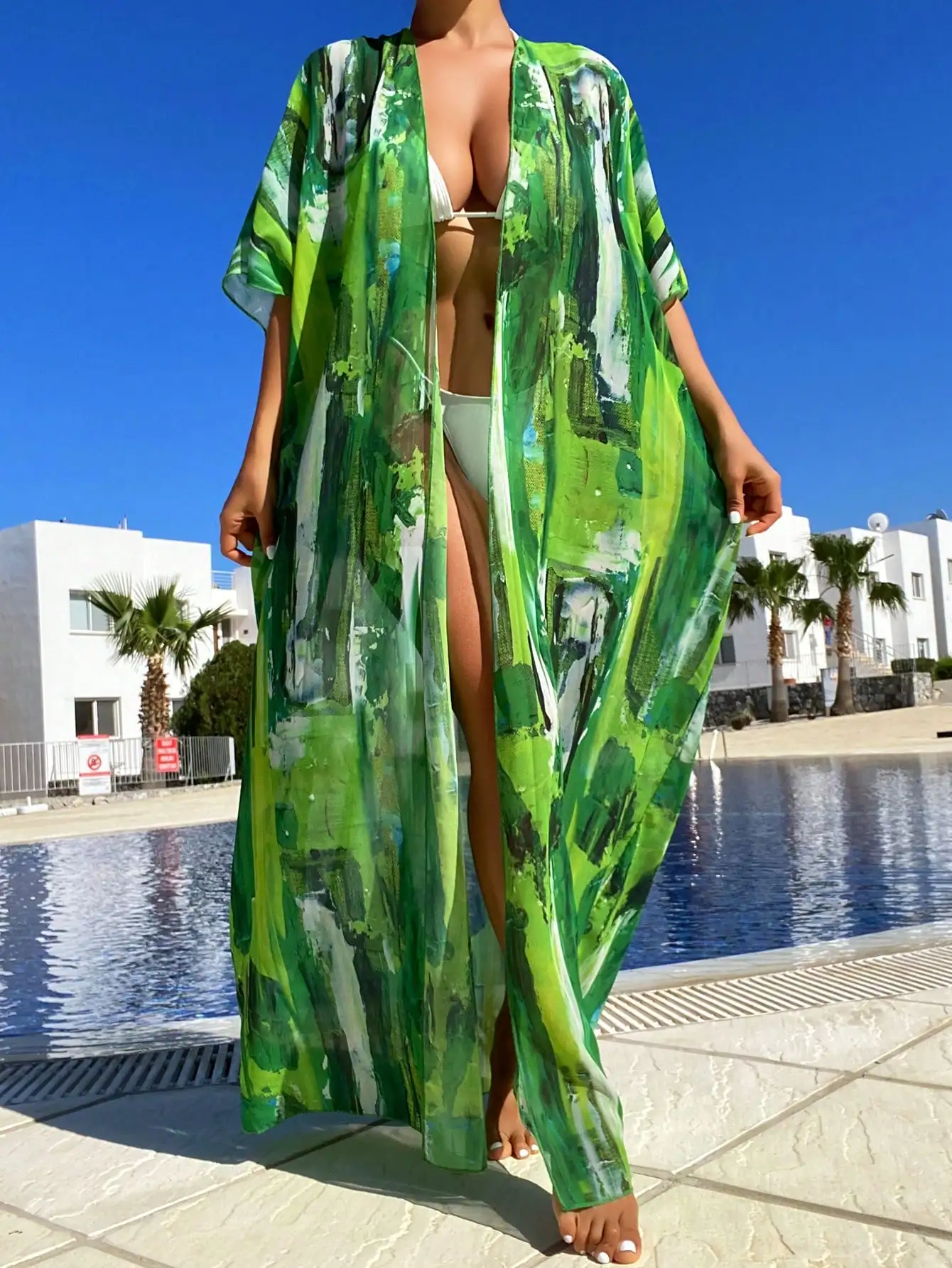 Green Abstract Print Open Front Kimono Beach Cover Up
Green Abstract Print Open Front Kimono Beach Cover Up