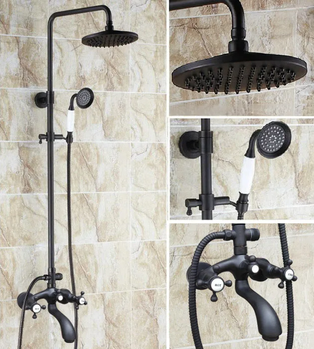 Bathroom Faucet Set Black Oil Rubbed Brass Wall Mounted Rainfall/Handheld Shower Bathtub Cold And Hot Mixer Tap Kit Dhg116
Bathroom Faucet Set Black Oil Rubbed Brass Wall Mounted Rainfall/Handheld Shower Bathtub Cold And Hot Mixer Tap Kit Dhg116