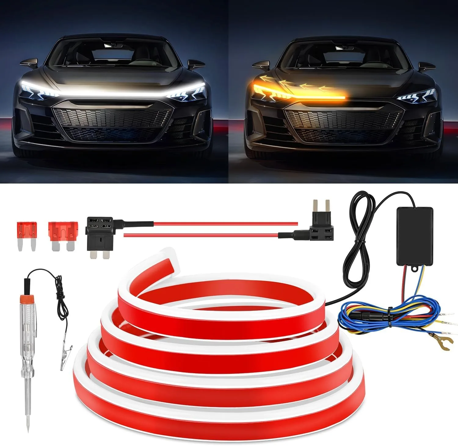 Nilight 70-Inch LED Hood Strip, White Dynamic Startup DRL Sequential Amber Turn Signal, Waterproof for Cars, SUVs & Trucks
Nilight 70-Inch LED Hood Strip, White Dynamic Startup DRL Sequential Amber Turn Signal, Waterproof for Cars, SUVs & Trucks