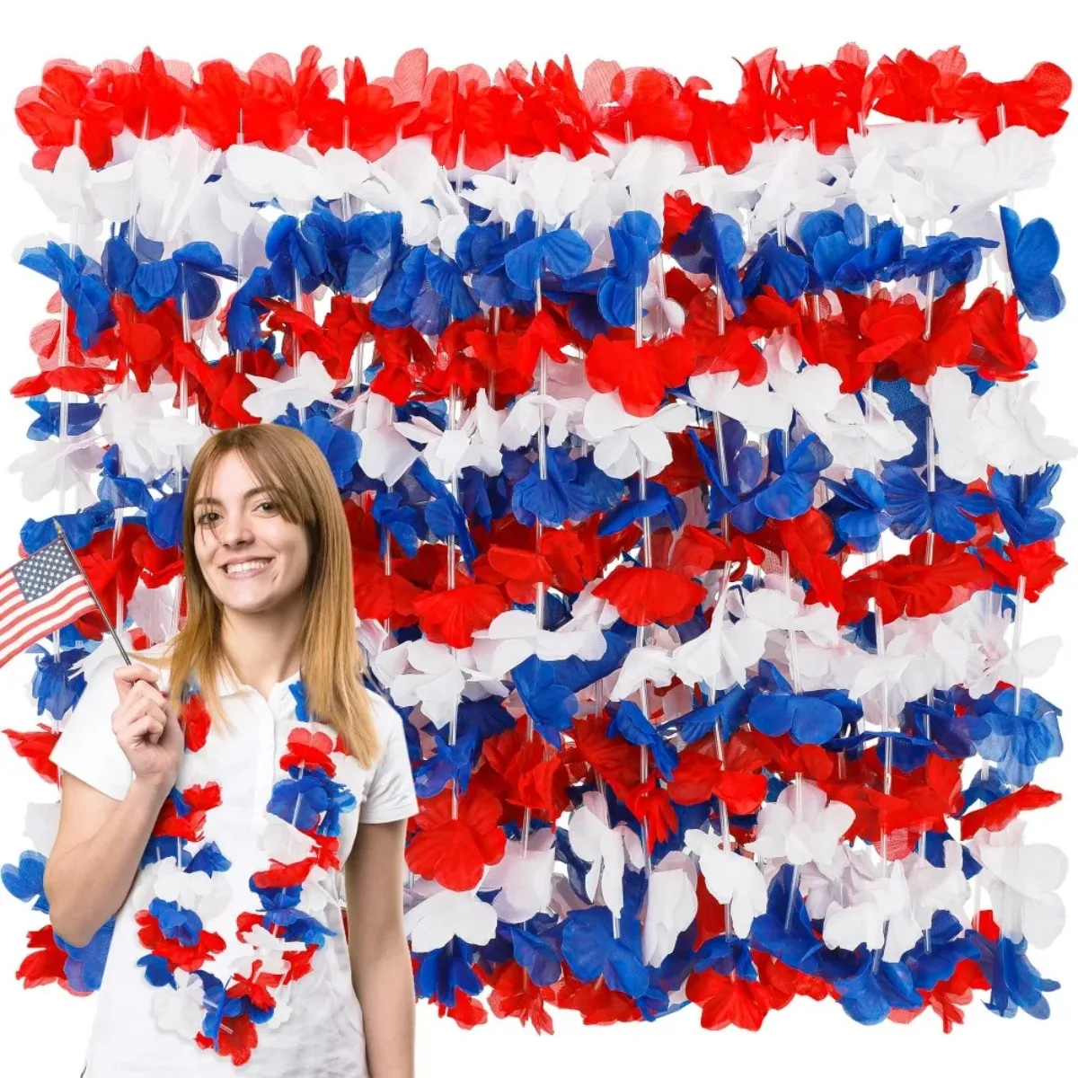 10pcs 4th of July Red White and Blue Flower Leis Independence Day Decor Necklace Silk Flower Leis Leis 4th of July Accessories
10pcs 4th of July Red White and Blue Flower Leis Independence Day Decor Necklace Silk Flower Leis Leis 4th of July Accessories
