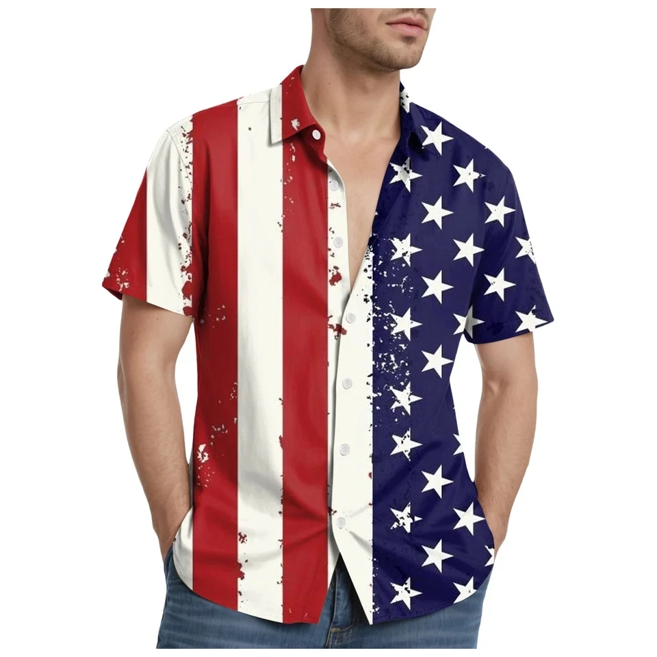 Men's Short Sleeve Shirt Independence Day US Flag Printed Casual Dress Shirts Summer Lapel Button Up Shirts Casual Tops Camisas
Men's Short Sleeve Shirt Independence Day US Flag Printed Casual Dress Shirts Summer Lapel Button Up Shirts Casual Tops Camisas