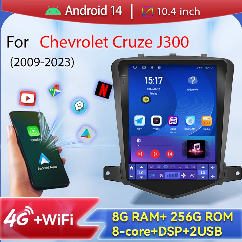 10.4'' For Chevrolet Cruze J300 2009-2023 Car Intelligent Systems 2Din Android 14 Multimedia Player GPS Navigation Carplay WiFi
10.4'' For Chevrolet Cruze J300 2009-2023 Car Intelligent Systems 2Din Android 14 Multimedia Player GPS Navigation Carplay WiFi