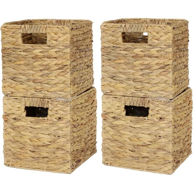 4 Pack 9" Wicker Storage Cubes, Water Hyacinth Baskets, Foldable Wicker Baskets, Storage Basket with Built-in Handles,
4 Pack 9" Wicker Storage Cubes, Water Hyacinth Baskets, Foldable Wicker Baskets, Storage Basket with Built-in Handles,