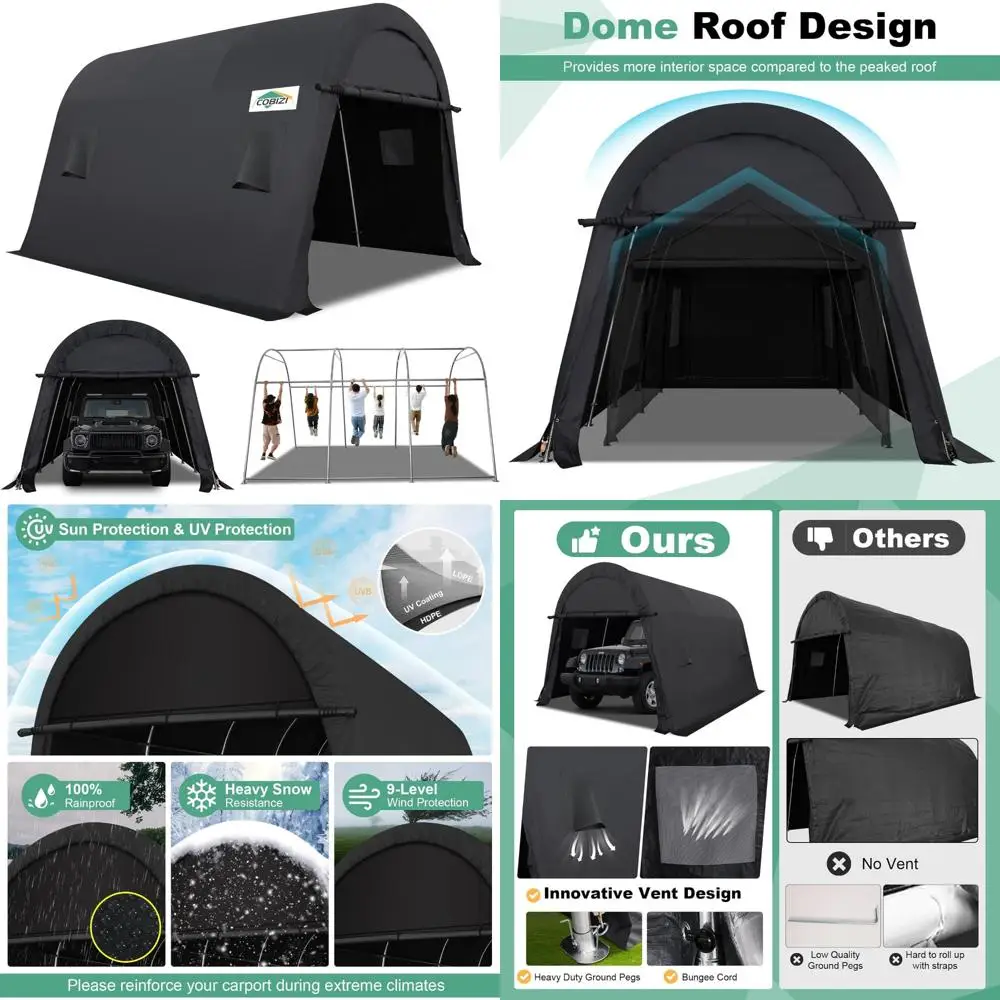 carport 10x15 ft heavy duty, portable garage, carport canopy with all-steel metal frame & vents, round style outdoor storage sh
carport 10x15 ft heavy duty, portable garage, carport canopy with all-steel metal frame & vents, round style outdoor storage sh