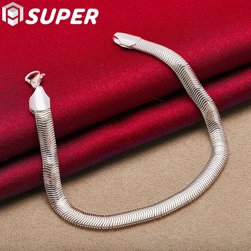 925 Sterling Silver 6mm Side Snake Chain Bracelet For Women Man Wedding Engagement Party Fashion Jewelry
925 Sterling Silver 6mm Side Snake Chain Bracelet For Women Man Wedding Engagement Party Fashion Jewelry