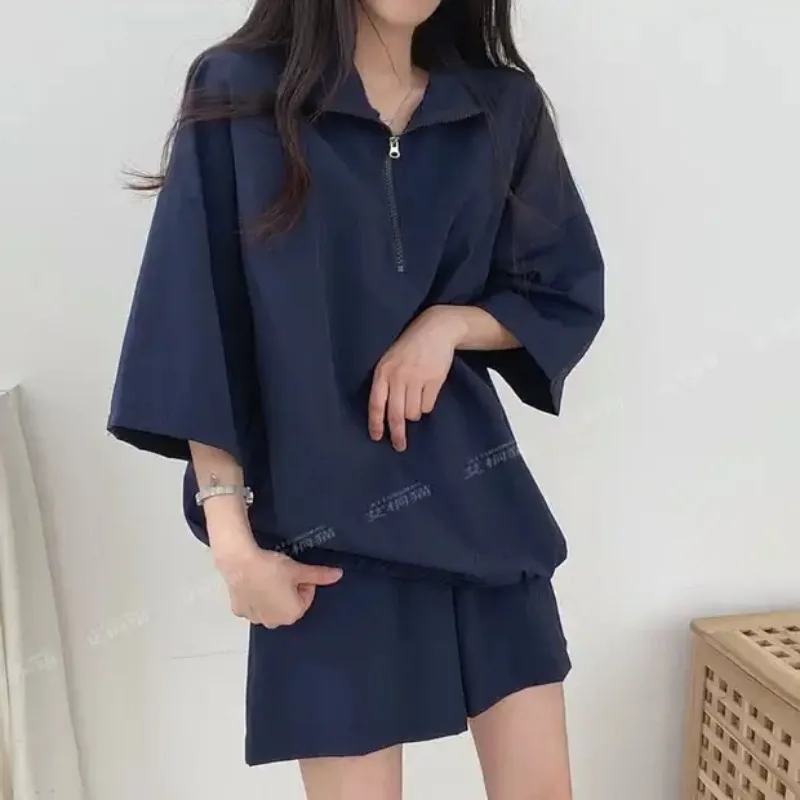 Women Half Zip Three Quarter Sleeve Two Piece Set Summer Loose Cover Fat Casual Shorts Outfit 6 Colors S XL
Women Half Zip Three Quarter Sleeve Two Piece Set Summer Loose Cover Fat Casual Shorts Outfit 6 Colors S XL