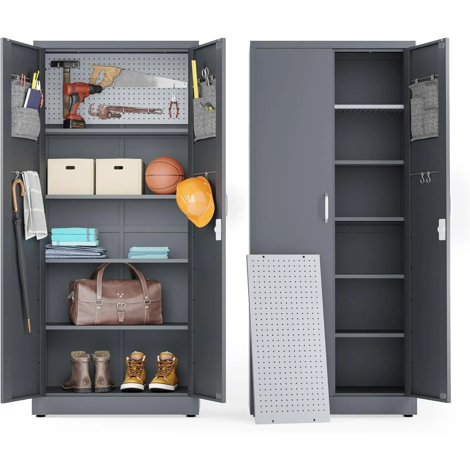 Locking Metal Storage Cabinet | Garage Storage Cupboard with Doors | 71" Lockable Tool Locker|(71" 2-Doors Key, Dark Gray)
Locking Metal Storage Cabinet | Garage Storage Cupboard with Doors | 71" Lockable Tool Locker|(71" 2-Doors Key, Dark Gray)