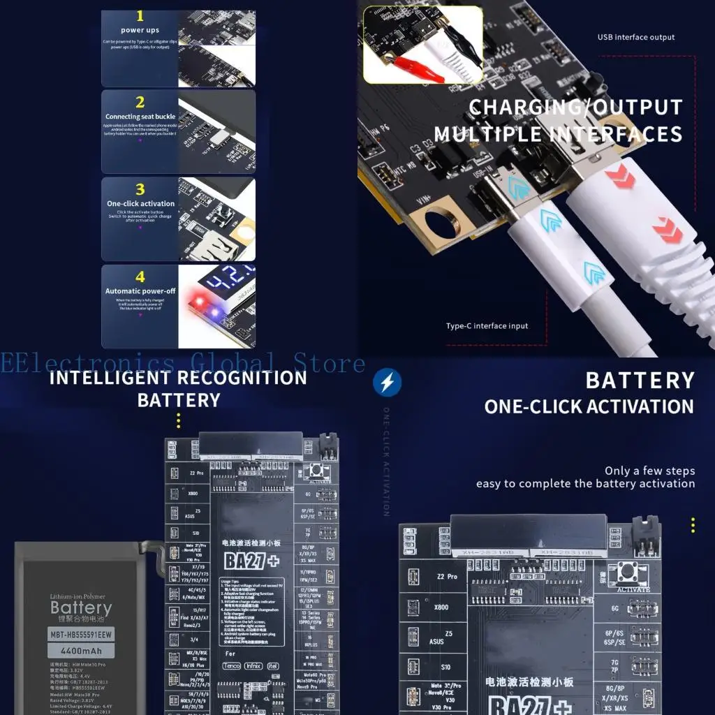 462B Cellphone Battery Activation & Testing Detection Board, Rapid Charging Function, for Multiple Models, with LED Indicator
462B Cellphone Battery Activation & Testing Detection Board, Rapid Charging Function, for Multiple Models, with LED Indicator