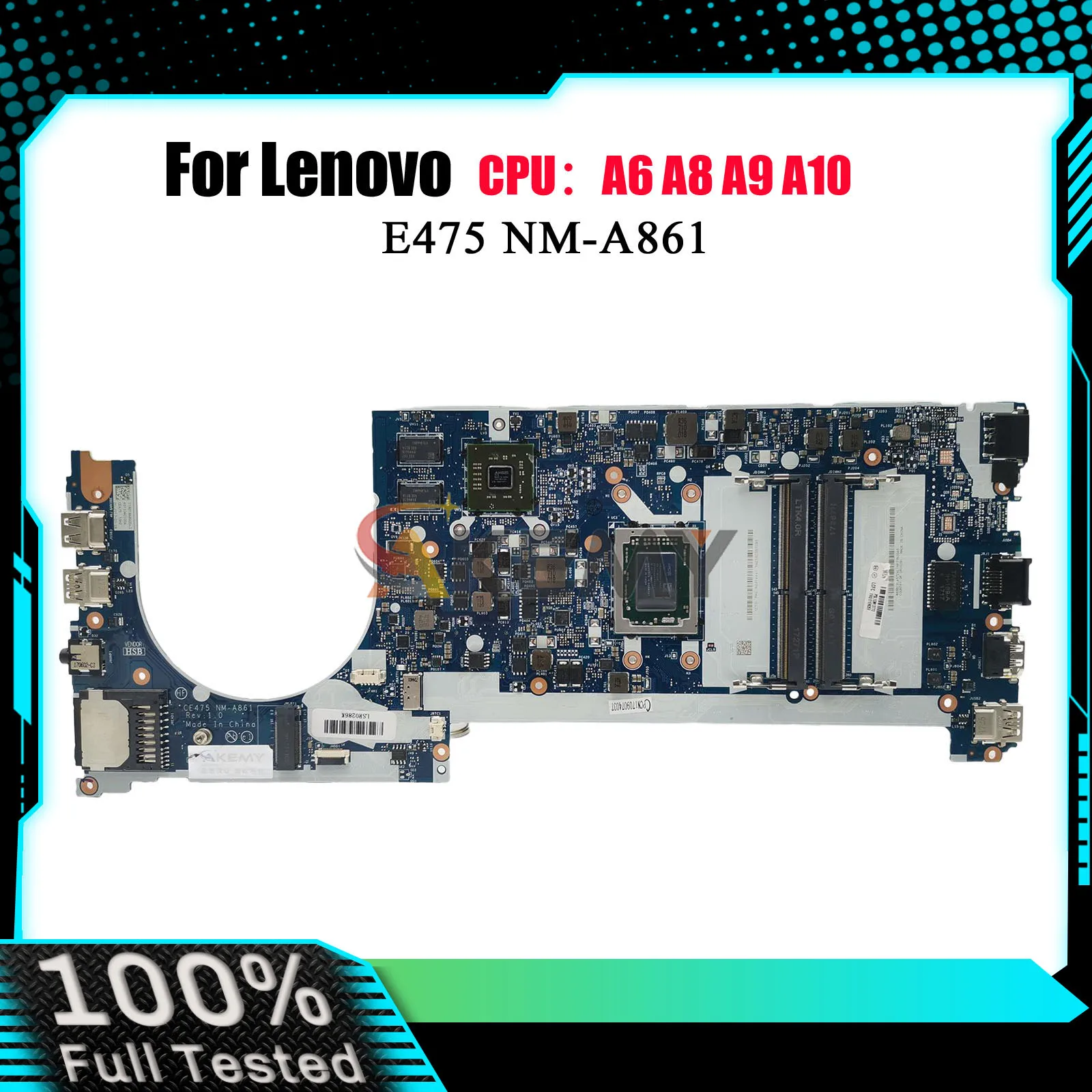 Материнская плата ноутбука NM-A861 для Lenovo E475 с процессором A6 A10 DDR3, 100% полностью протестирована
Материнская плата ноутбука NM-A861 для Lenovo E475 с процессором A6 A10 DDR3, 100% полностью протестирована