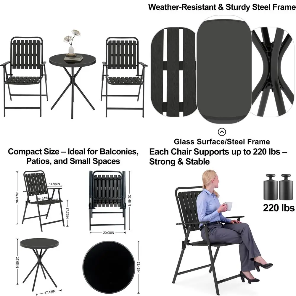 Компактный уличный набор для бистро со стеклянной столешницей на 2 человека, идеально подходит для небольших балконов, складной набор мебели для патио
Компактный уличный набор для бистро со стеклянной столешницей на 2 человека, идеально подходит для небольших балконов, складной набор мебели для патио
