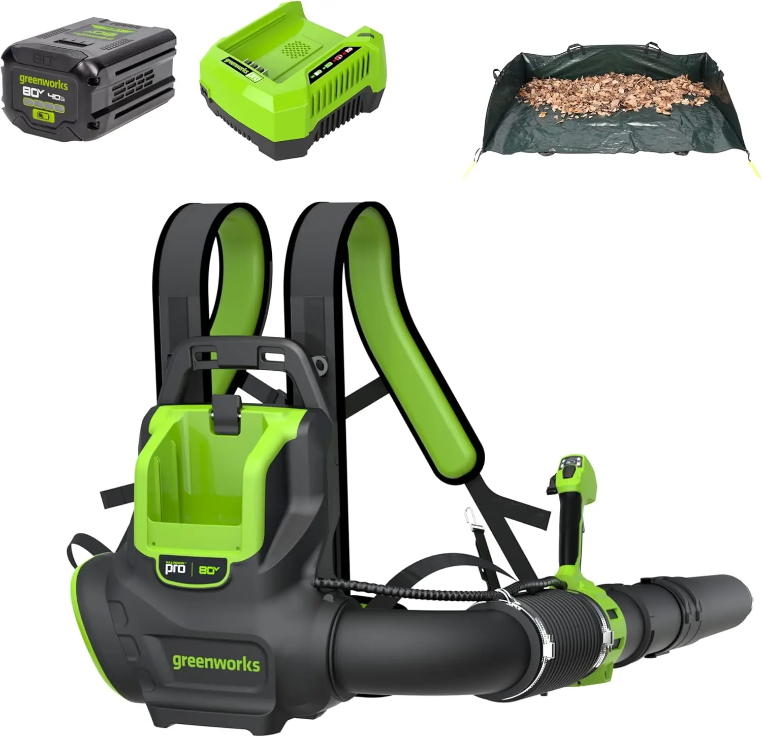 80V 800 CFM Cordless Backpack Blower with Leaf Tarp - 4.0Ah Battery & Rapid Charger, Cruise Control, Turbo Button, 4 - Ye
80V 800 CFM Cordless Backpack Blower with Leaf Tarp - 4.0Ah Battery & Rapid Charger, Cruise Control, Turbo Button, 4 - Ye