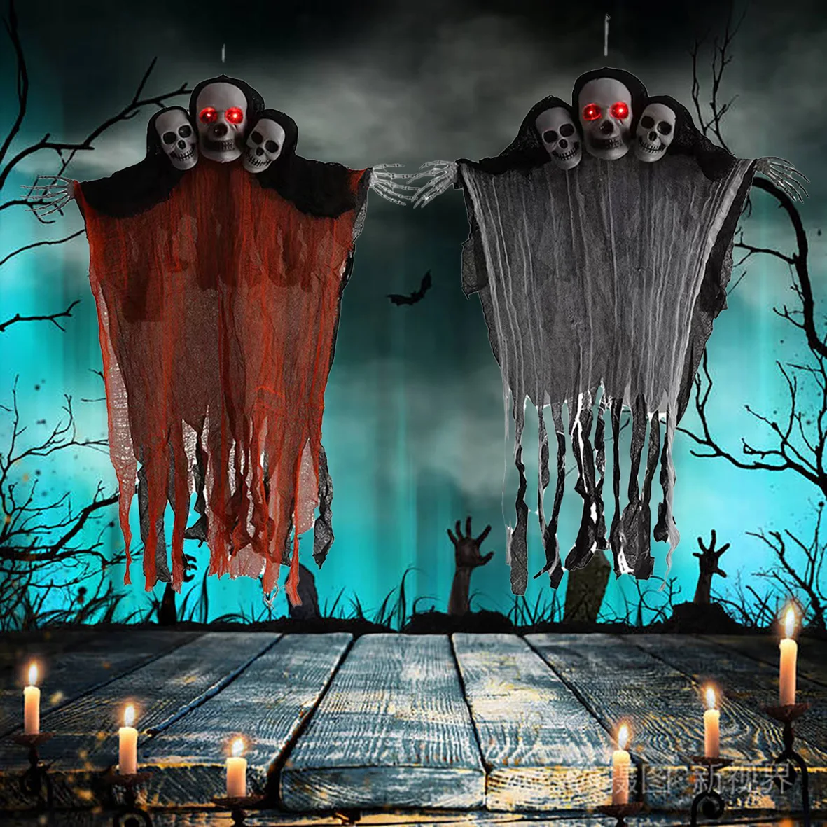 Halloween Party Horror Sound Ghost 3Heads Skull Room Courtyard Garden Decor Touch Sensing LED Light Haunted house Hanging Ghosts
Halloween Party Horror Sound Ghost 3Heads Skull Room Courtyard Garden Decor Touch Sensing LED Light Haunted house Hanging Ghosts