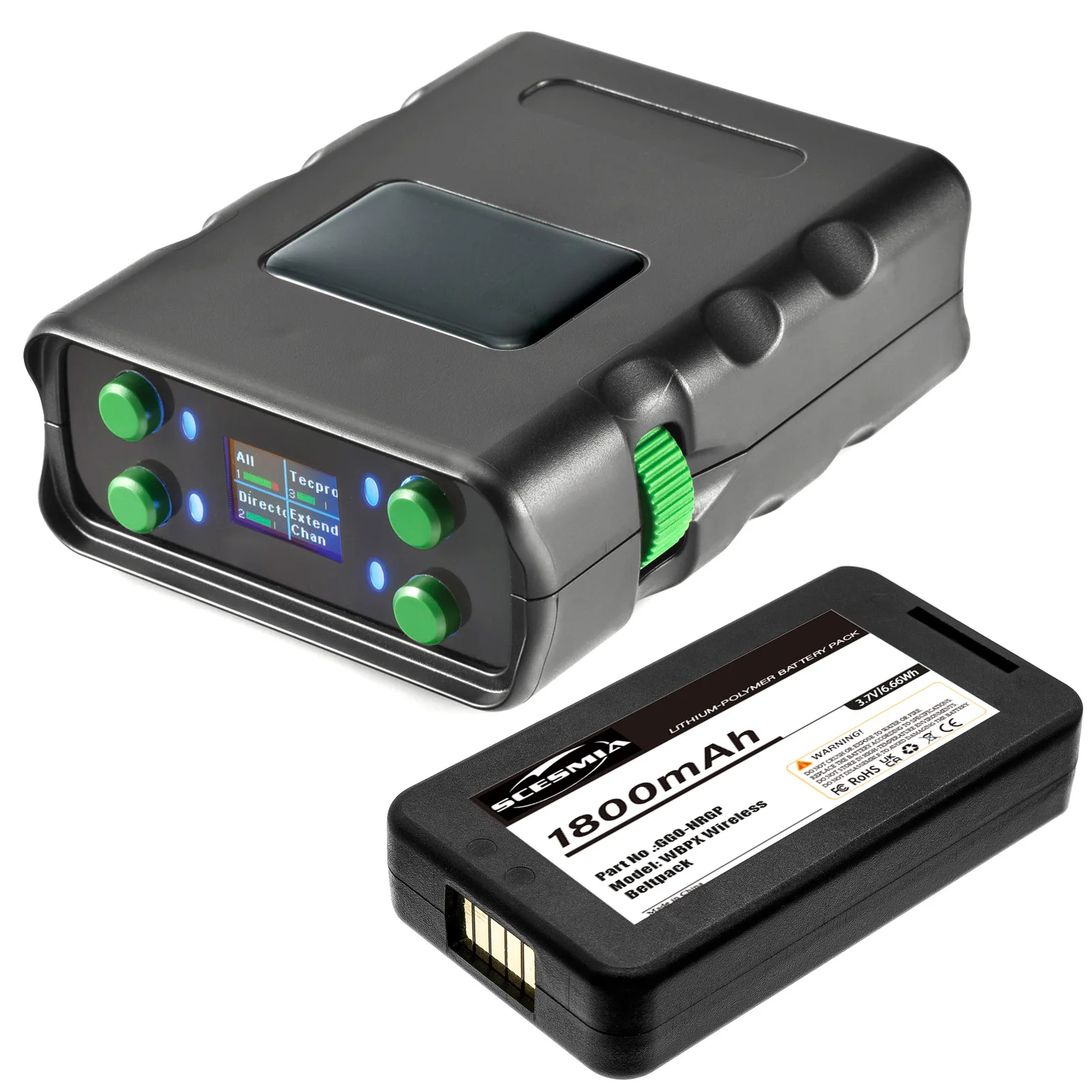 Stage Monitor System Battery 3.7V/1800mAh GGO-NRGP for Green-GO WBPX Wireless Beltpack
Stage Monitor System Battery 3.7V/1800mAh GGO-NRGP for Green-GO WBPX Wireless Beltpack