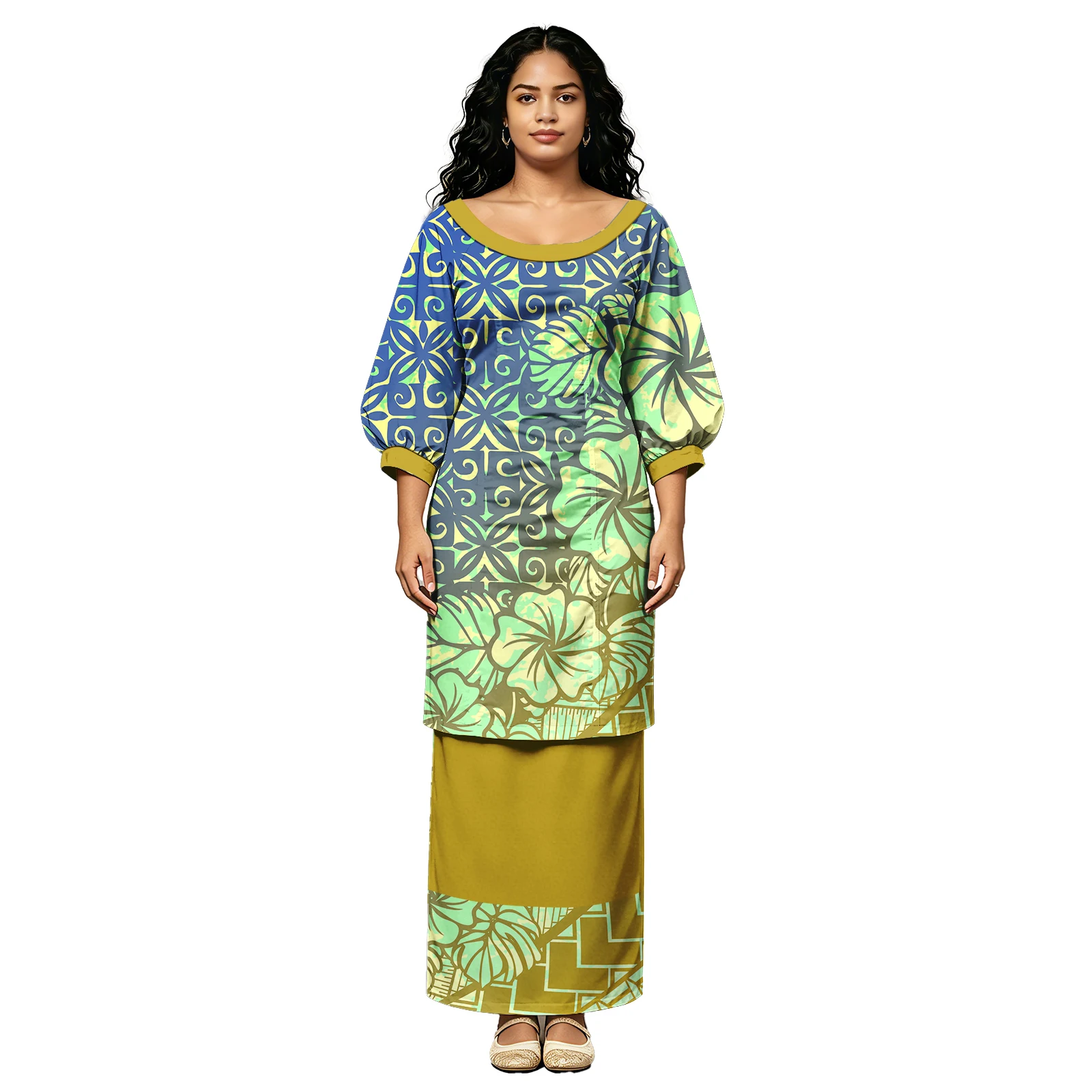 Popular Samoan Puletasi Polynesian Tribal Design Ladies Puff Midi Sleeves Clothes Hawaiian Hibiscus Print Women Puletasi 2pc Set
Popular Samoan Puletasi Polynesian Tribal Design Ladies Puff Midi Sleeves Clothes Hawaiian Hibiscus Print Women Puletasi 2pc Set