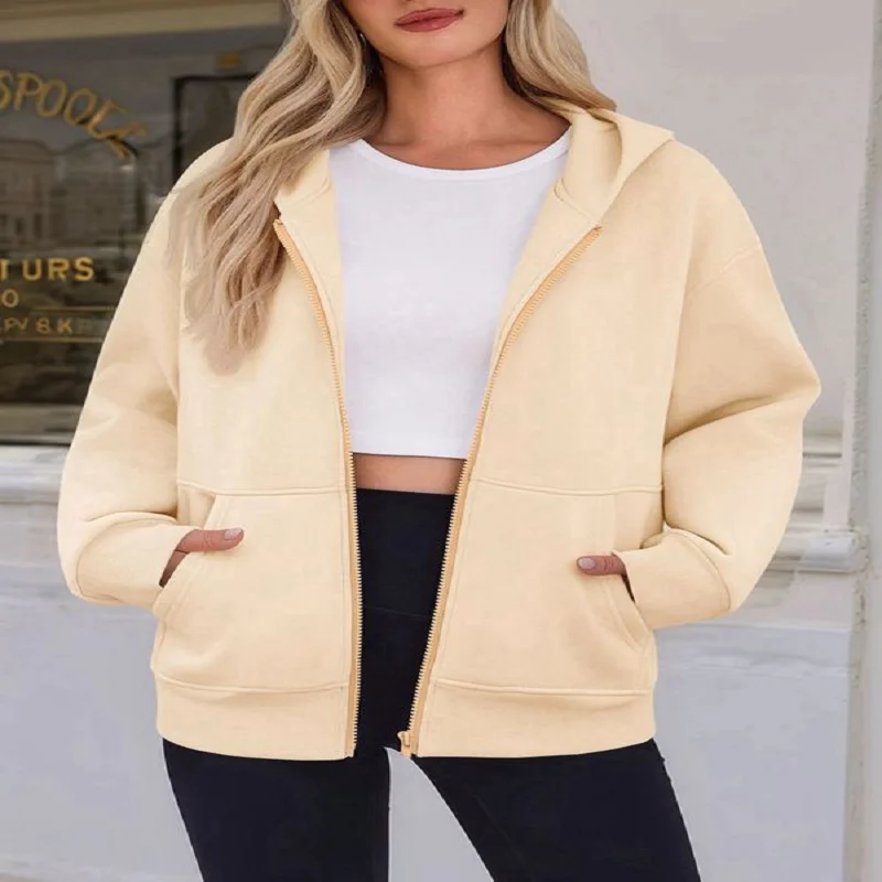 Women's Solid Color Loose Sweatshirts Hooded Zipper Hoodie For Autumn And Winter Casual All-Match Coats Double-Pocket Outerwear
Women's Solid Color Loose Sweatshirts Hooded Zipper Hoodie For Autumn And Winter Casual All-Match Coats Double-Pocket Outerwear