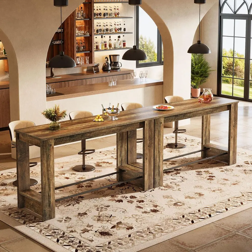 63 High Top Long Bar Table Set of 2, 37.4 Counter Height Pub Table with Metal Footrests, Long Home Bar Unit for Kitchen, Dining
63 High Top Long Bar Table Set of 2, 37.4 Counter Height Pub Table with Metal Footrests, Long Home Bar Unit for Kitchen, Dining