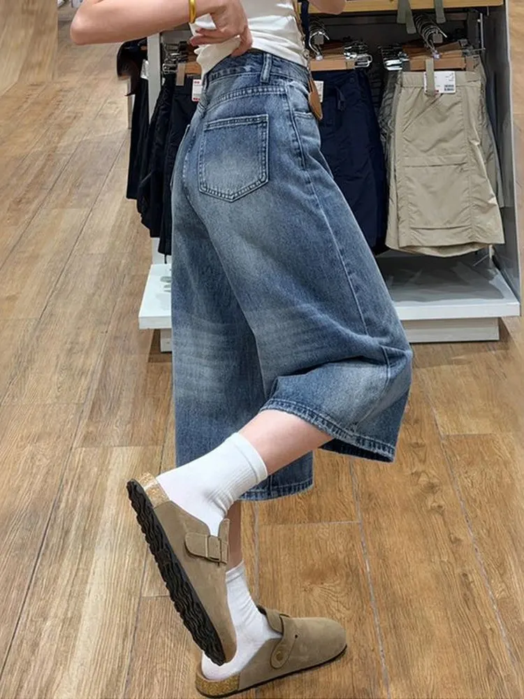High Waist Wide Leg Jeans Women Summer Thin Straight Loose Slimming 7/8 Length Knee High Casual Denim Blue Color
High Waist Wide Leg Jeans Women Summer Thin Straight Loose Slimming 7/8 Length Knee High Casual Denim Blue Color