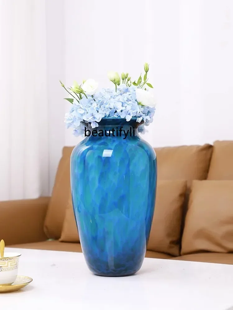 V Glass Ceramic Glass Floor Vase Blue Large Vase Decoration Living Room Flower Arrangement
V Glass Ceramic Glass Floor Vase Blue Large Vase Decoration Living Room Flower Arrangement