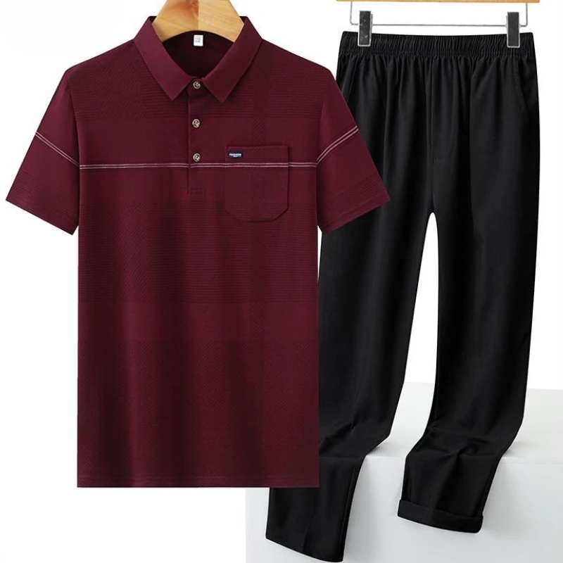 Men's Summer Ice Silk Tracksuit Set Casual Loose Short Sleeve Sportswear Breathable Middle Aged Father Daily Outfit
Men's Summer Ice Silk Tracksuit Set Casual Loose Short Sleeve Sportswear Breathable Middle Aged Father Daily Outfit