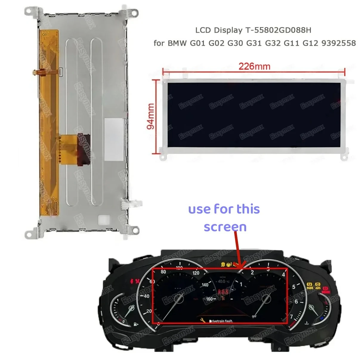 8.8" Inch LCD Display in Dashboard for 17-24 BMW G30 G32 G01 G02 G31 G11 G12 Instrument Cluster 9392558 T-55802GD088H
8.8" Inch LCD Display in Dashboard for 17-24 BMW G30 G32 G01 G02 G31 G11 G12 Instrument Cluster 9392558 T-55802GD088H