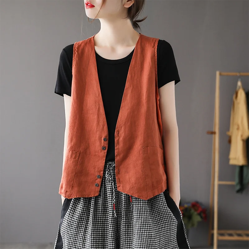 Элитный бренд: Женская винтажная тонкая льняная майка-топ с V-образным вырезом, повседневная, из хлопка и льна, на одной пуговице, стандартной длины
Элитный бренд: Женская винтажная тонкая льняная майка-топ с V-образным вырезом, повседневная, из хлопка и льна, на одной пуговице, стандартной длины