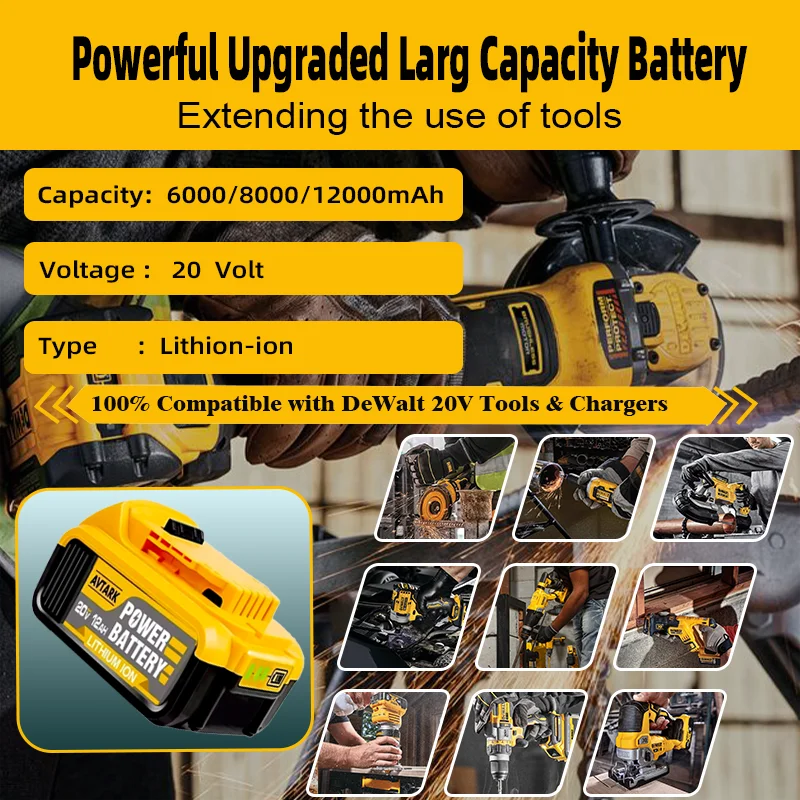 For DeWalt cordless drill battery power Tools 18V rechargeable electric tool Lithium batteries 20V 18Volt DCB181 DCB182 DCB200
For DeWalt cordless drill battery power Tools 18V rechargeable electric tool Lithium batteries 20V 18Volt DCB181 DCB182 DCB200
