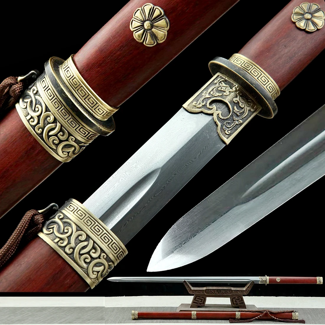 Brass Accessory Chinese Martial Arts Sword Damascus Folded Steel Blade Full Tang KungFu TaiChi Practice WuShu Hard Jian
Brass Accessory Chinese Martial Arts Sword Damascus Folded Steel Blade Full Tang KungFu TaiChi Practice WuShu Hard Jian