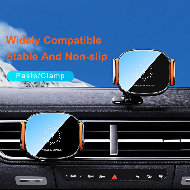 Universal Car Phone stand Holder 15W Wireless Fast Charger Mount Auto-Clamping Dashboard & Air Vent Holder
Universal Car Phone stand Holder 15W Wireless Fast Charger Mount Auto-Clamping Dashboard & Air Vent Holder