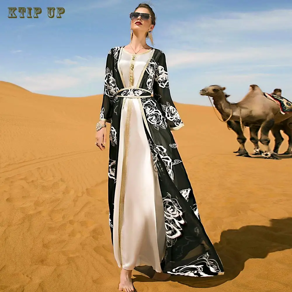 Flower Embroidery Two Piece Set for Women Long Dress Ethnic Robe Black and White Dubai Arab Muslim Fashion Heavy Industry Gift
Flower Embroidery Two Piece Set for Women Long Dress Ethnic Robe Black and White Dubai Arab Muslim Fashion Heavy Industry Gift