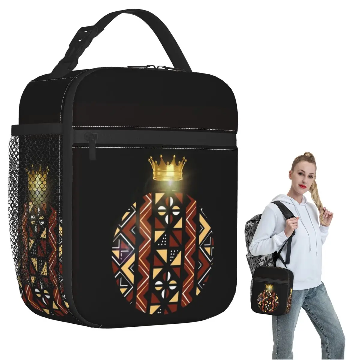 African Bogolan Mudcloth Pattern Insulated Lunch Bag for Women Kids Leakproof Food Boxes Thermal Lunch Box Tote
African Bogolan Mudcloth Pattern Insulated Lunch Bag for Women Kids Leakproof Food Boxes Thermal Lunch Box Tote