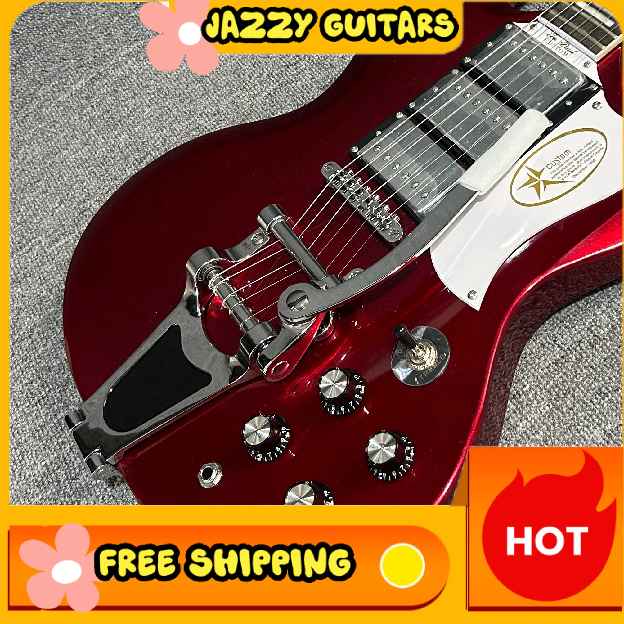 Vintage Cherry Red SGASA Guitar With Bigsby Tailpiece HH Pickups Chrome Hardware Mahogany Neck Free Shipping
Vintage Cherry Red SGASA Guitar With Bigsby Tailpiece HH Pickups Chrome Hardware Mahogany Neck Free Shipping