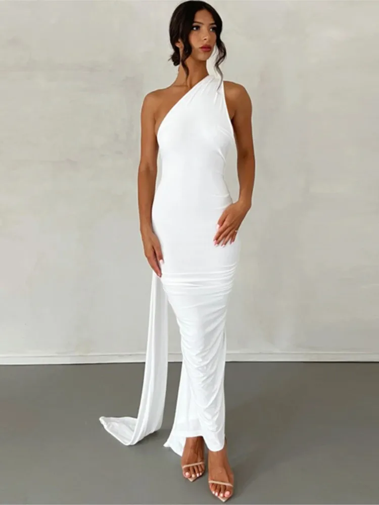 Sexy One Shoulder Backless Adjustable Long Dress Women's Summer New Fashion Hanging Neck Pleated Slim Fit Party Sleeveless Dress
Sexy One Shoulder Backless Adjustable Long Dress Women's Summer New Fashion Hanging Neck Pleated Slim Fit Party Sleeveless Dress