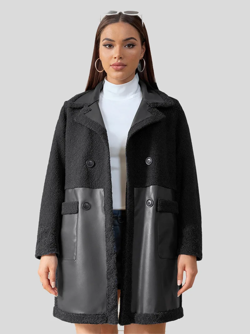 Big Fur Lapel With Belt Pockets Women's Overcoat Loose Cotton Double-Breasted Overgarment Black Зимняя теплая оде
Big Fur Lapel With Belt Pockets Women's Overcoat Loose Cotton Double-Breasted Overgarment Black Зимняя теплая оде