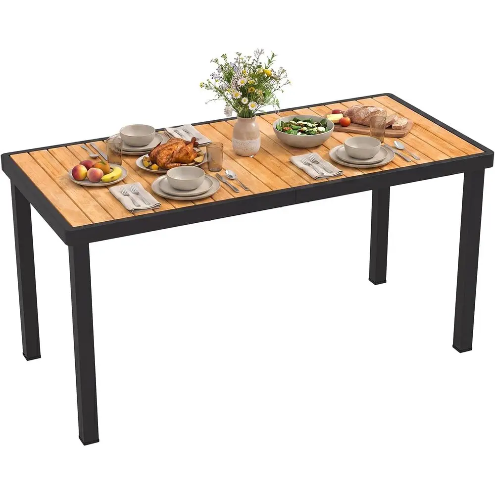 6 Seater Acacia Wood Patio Dining Table with Slatted Top and Umbrella Hole for Outdoor Use
6 Seater Acacia Wood Patio Dining Table with Slatted Top and Umbrella Hole for Outdoor Use