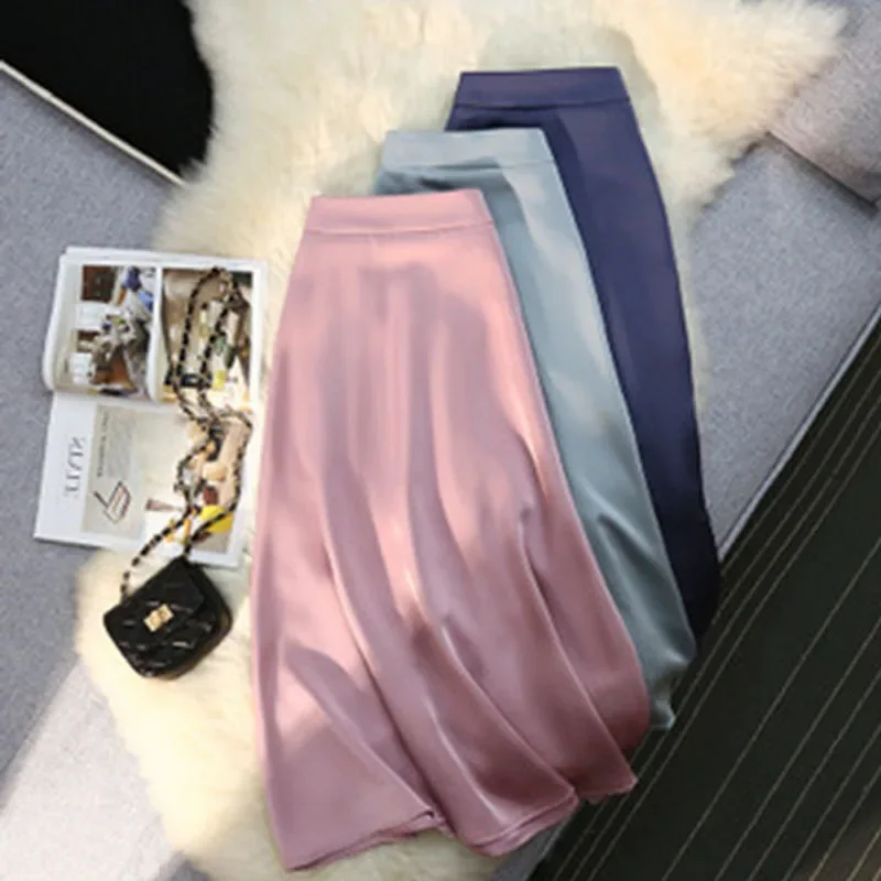 Silk Satin Long Black Skirts for Women Elegant Ladies A Line Zipper Back Elastic Band Korean Fashion Luxury Midi Skirt
Silk Satin Long Black Skirts for Women Elegant Ladies A Line Zipper Back Elastic Band Korean Fashion Luxury Midi Skirt