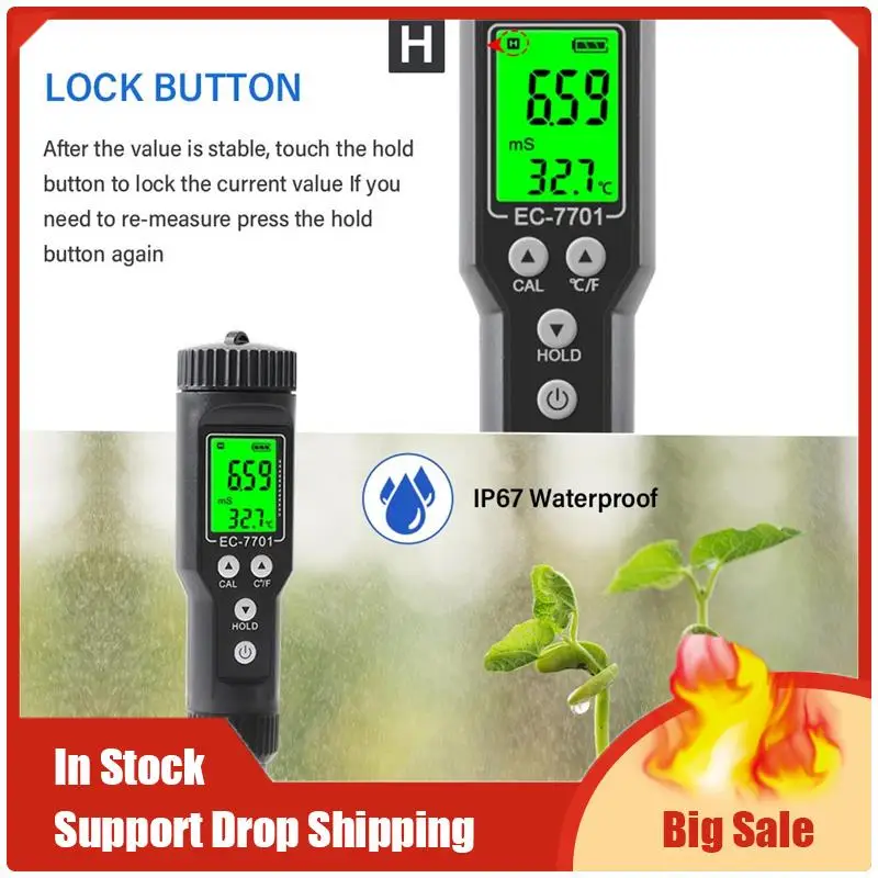EC-7701 Smart Soil EC Meter 0.0-10.0Ms/Cm Soil Tester Data Logger Temp Analyzer For Hydroponics Planting Garden Easy To Use
EC-7701 Smart Soil EC Meter 0.0-10.0Ms/Cm Soil Tester Data Logger Temp Analyzer For Hydroponics Planting Garden Easy To Use