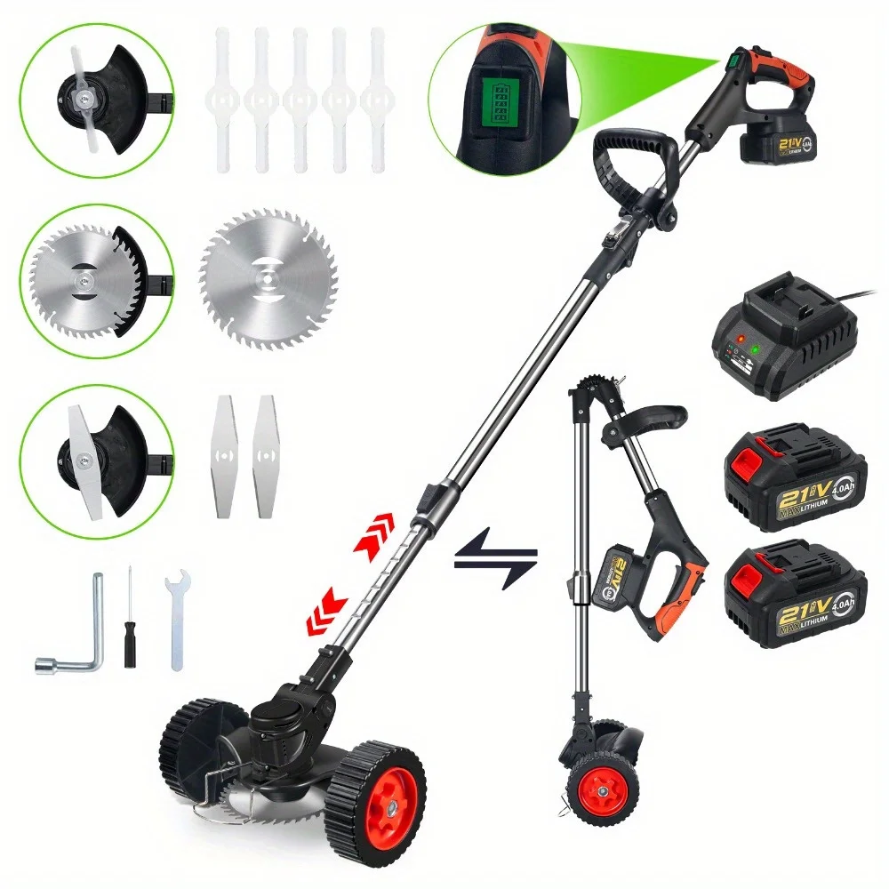 Collapsible Cordless Weeder with 3 Blades Cordless Weeder for Lawn, Yard & Garden Includes mowing blades and wheels
Collapsible Cordless Weeder with 3 Blades Cordless Weeder for Lawn, Yard & Garden Includes mowing blades and wheels