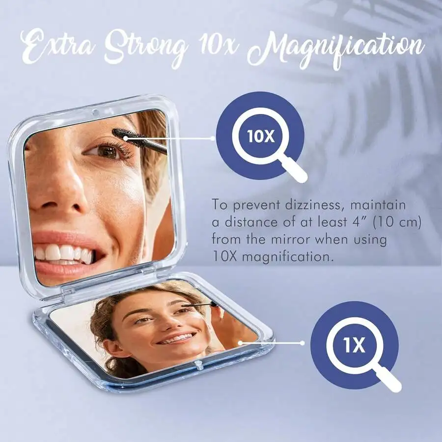 10X Magnifying Makeup Mirror Portable Double Sided Compact Travel Handheld Square 3.3 Inch
10X Magnifying Makeup Mirror Portable Double Sided Compact Travel Handheld Square 3.3 Inch