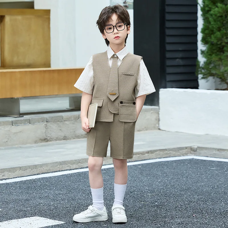 Teen Boys Summer Formal Suit Set Kids Gentleman Outfit for Wedding Ring Bearer Birthday Party Short Sleeve Shirt Vest Shorts
Teen Boys Summer Formal Suit Set Kids Gentleman Outfit for Wedding Ring Bearer Birthday Party Short Sleeve Shirt Vest Shorts