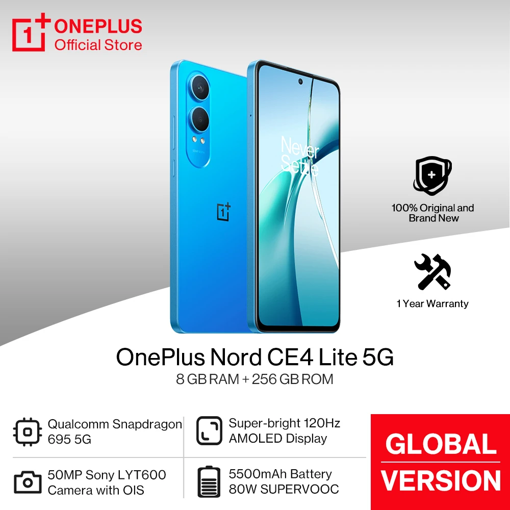 OnePlus Nord CE 4 Lite CE4 Global Version 8GB 256GB 5500mAh Battery 80W SUPERVOOC 50MP SONY OIS Camera 120Hz AMOLED Display
OnePlus Nord CE 4 Lite CE4 Global Version 8GB 256GB 5500mAh Battery 80W SUPERVOOC 50MP SONY OIS Camera 120Hz AMOLED Display