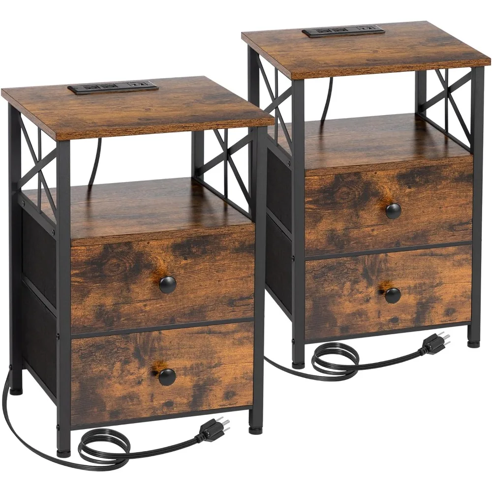 Night Stand Set 2, Nightstand with Charging Station, End Tables Living Room with USB Ports and Outlets
Night Stand Set 2, Nightstand with Charging Station, End Tables Living Room with USB Ports and Outlets