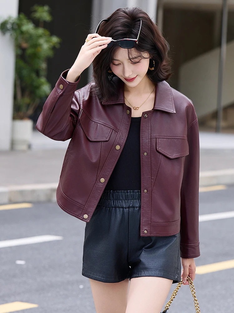 Женская кожаная куртка Ning из натуральной овчины, модная приталенная модель, весна-осень, новинка
Женская кожаная куртка Ning из натуральной овчины, модная приталенная модель, весна-осень, новинка