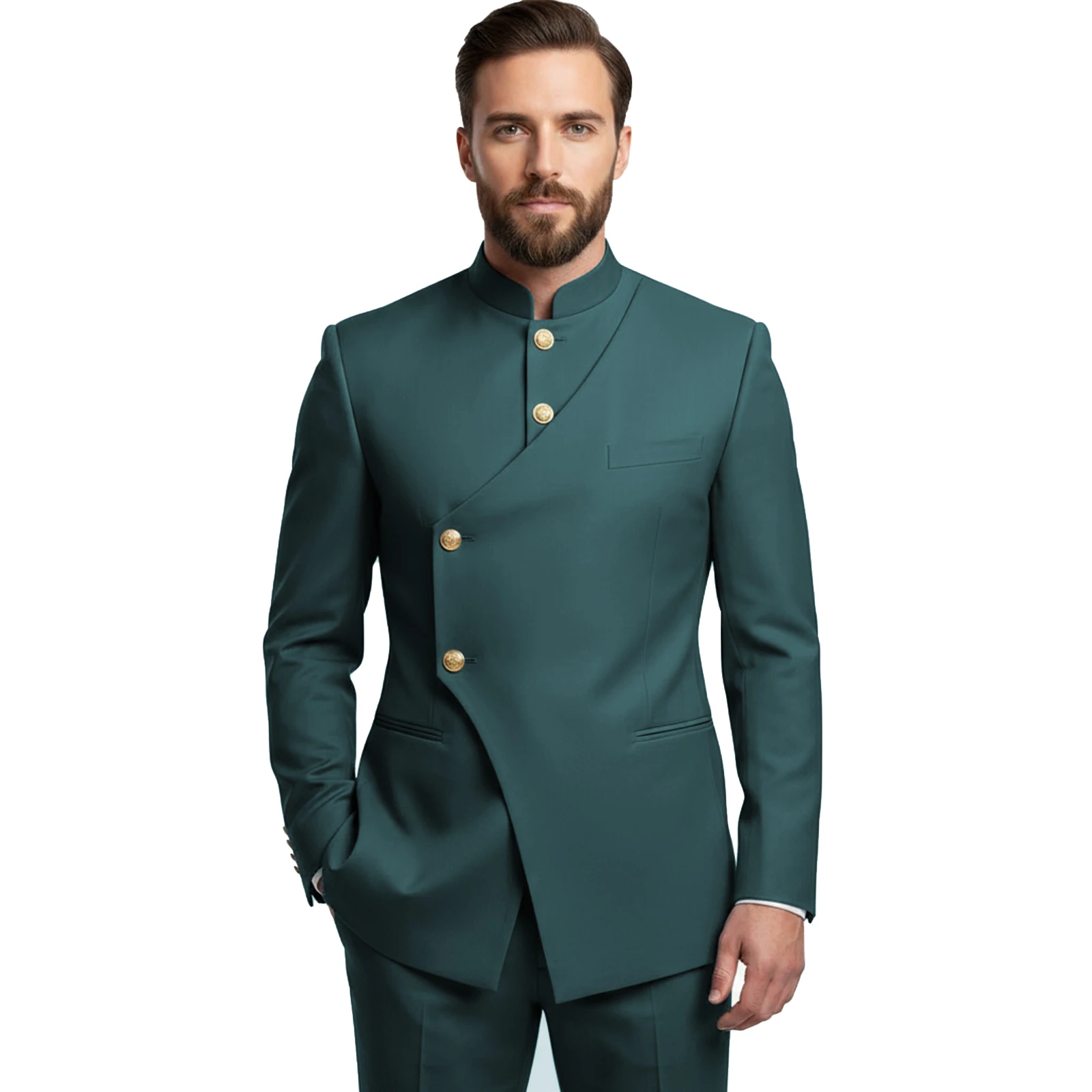 Chinese Suit Men 2 Piece Tunic Suits Slim Fit Safari Suits for Men Mandarin Collar Suit Blazer Pants Set
Chinese Suit Men 2 Piece Tunic Suits Slim Fit Safari Suits for Men Mandarin Collar Suit Blazer Pants Set
