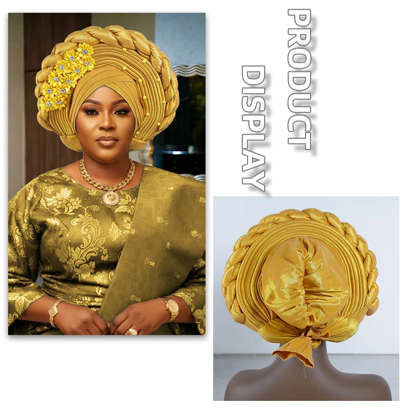 Women Head Wraps for Wedding Party Nigeria Head Ties with Flowers Already Made Auto Gele African Turban Muslim Hijab Bonnet Cap
Women Head Wraps for Wedding Party Nigeria Head Ties with Flowers Already Made Auto Gele African Turban Muslim Hijab Bonnet Cap