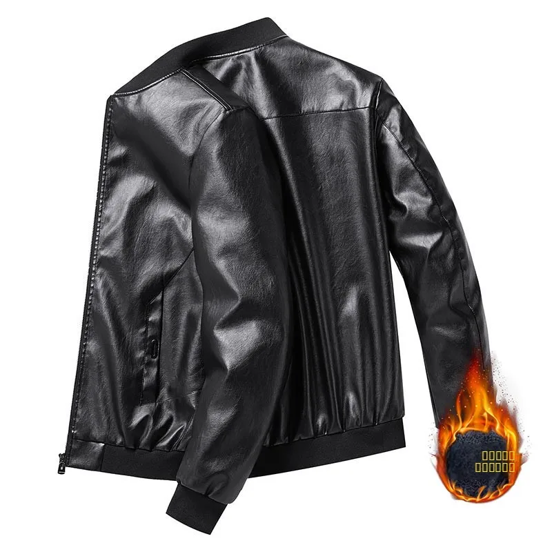 Men's Fce Lined Biker Jaet Large Size Stand Collar Autumn Winter Thiened PU Leather Coat Youthful Casual Sle
Men's Fce Lined Biker Jaet Large Size Stand Collar Autumn Winter Thiened PU Leather Coat Youthful Casual Sle