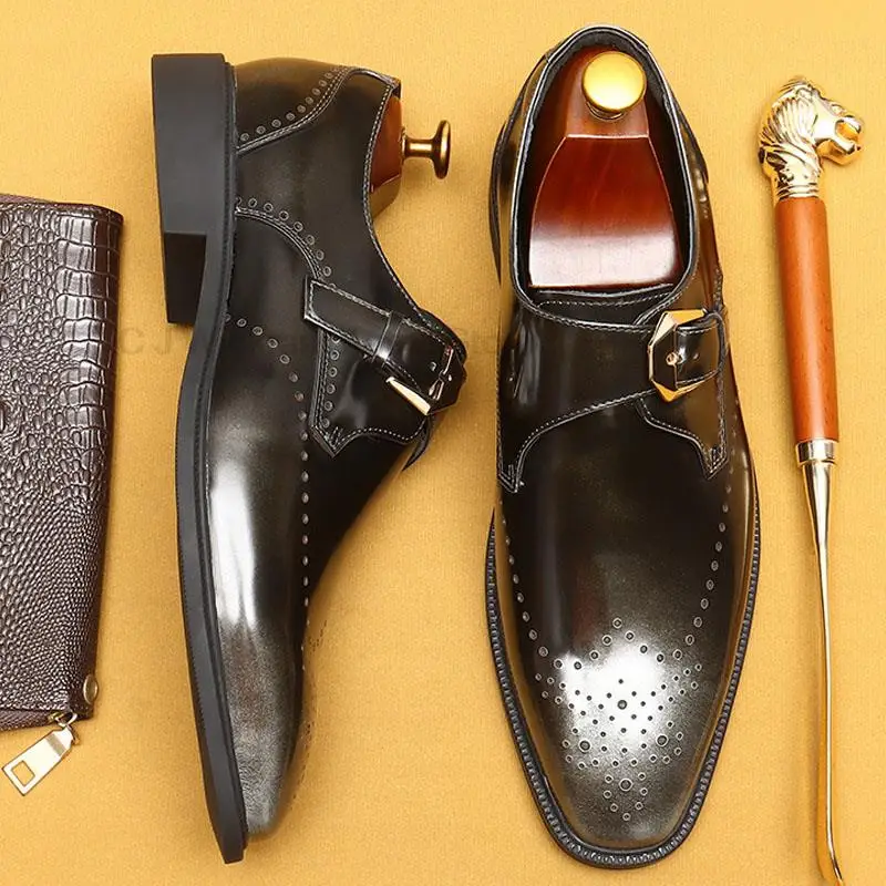 Brand Designer Mens Dress Shoes Classic Genuine Leather Buckle Monk Strap Dark Brown Black Office Business Formal Oxford Shoes
Brand Designer Mens Dress Shoes Classic Genuine Leather Buckle Monk Strap Dark Brown Black Office Business Formal Oxford Shoes